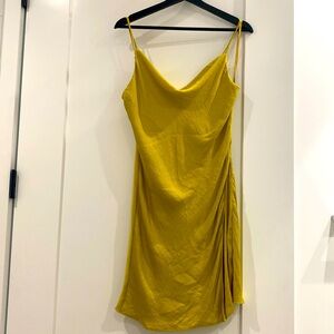 Chartreuse cowl neck slip dress